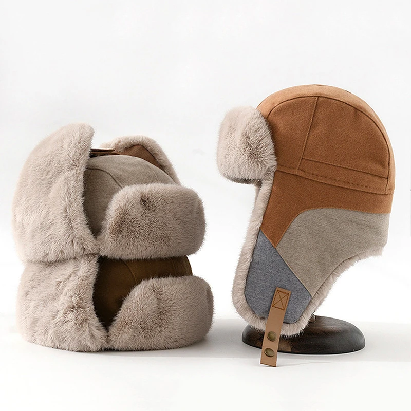 

Зимняя шапка, уличная Русская Шапка, женская модная модель, Мужская теплая шапка-бомбер, плюшевые утепленные шапки с ушами