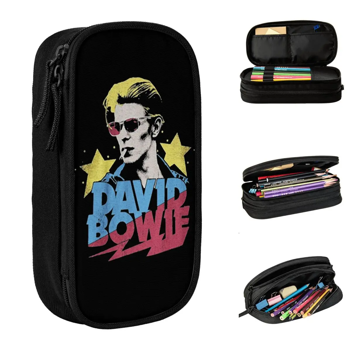 

Davids Bowies Rock Pencil Case Pencilcases Pen Holder for Girl Boy Large Storage Pencil Bags Students School Gifts Stationery