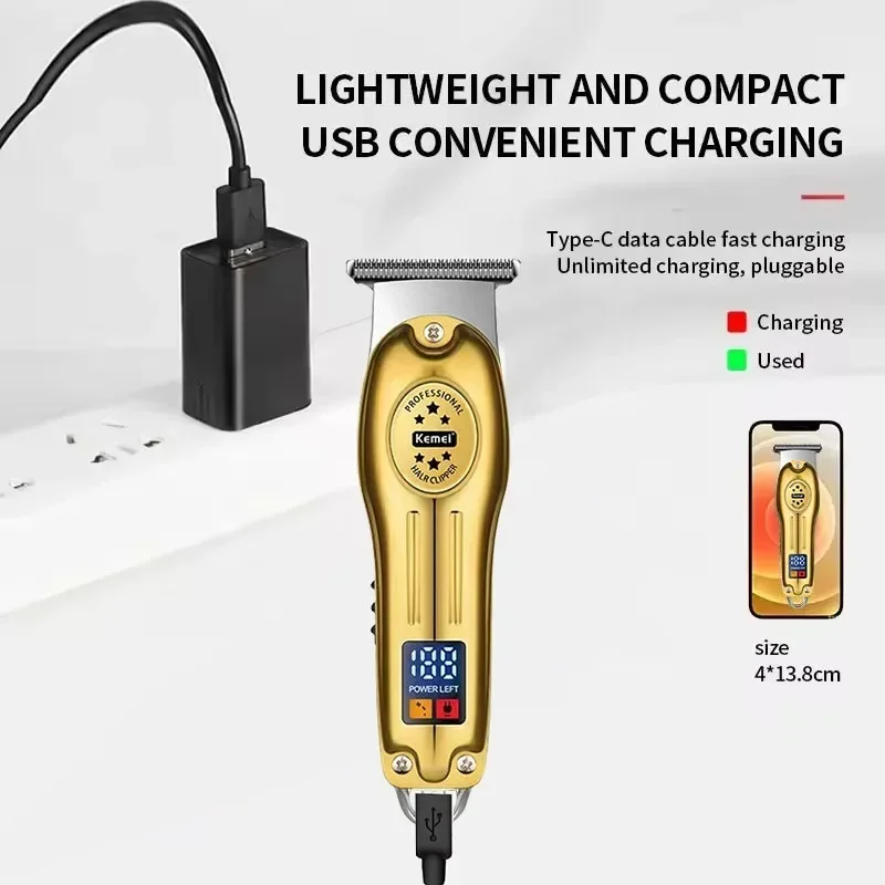 Kemei KM-2628 KM-678 KM-2024 USB tondeuse à cheveux Rechargeable professionnel sans fil hommes tondeuse à cheveux hommes Machine de coupe de cheveux – Image 4