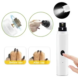 Electric Dog Nail Clippers for Dog Nail Grinders Rechargeable USB Charging LED Light Pet Quiet Cat Paws Nail Grooming Supplies