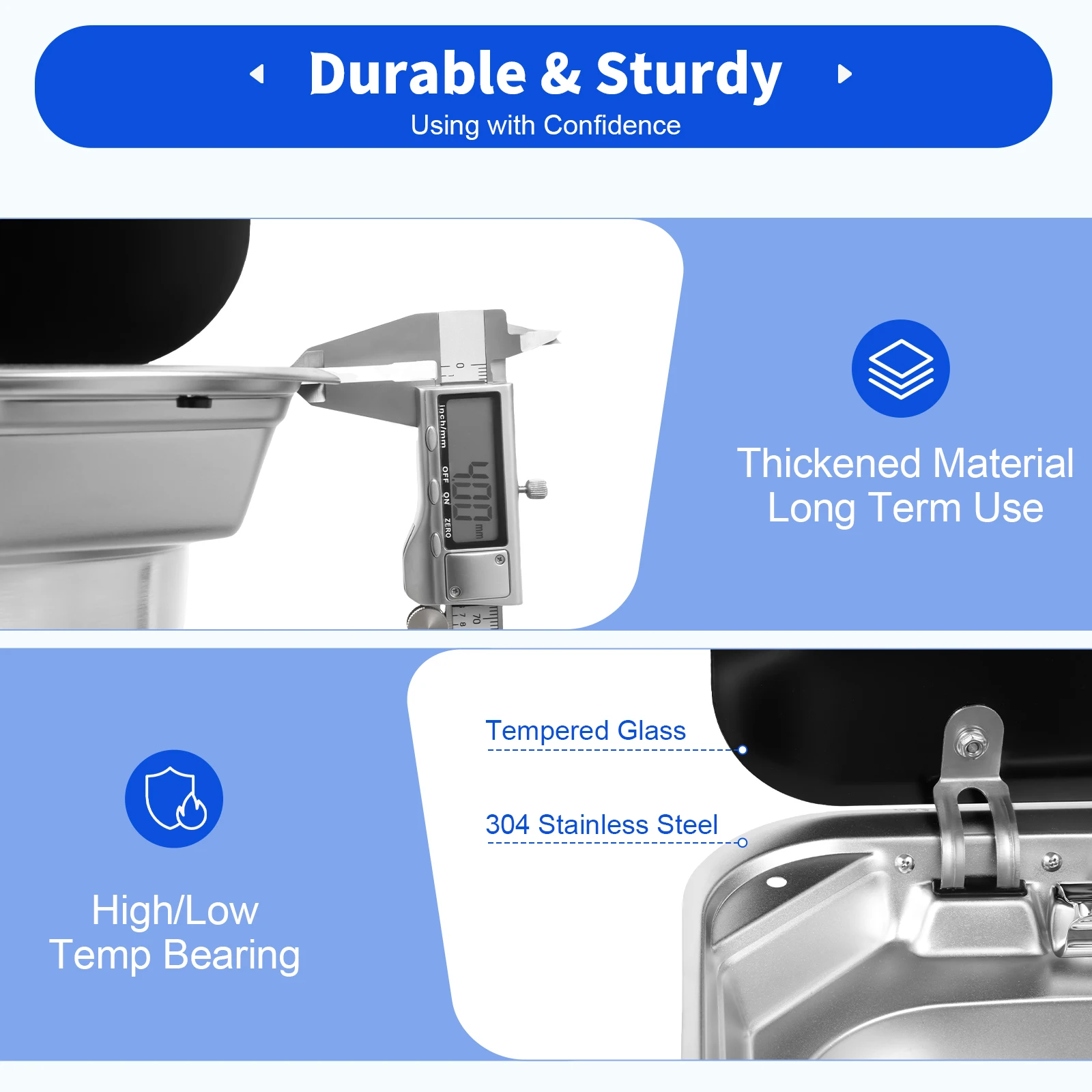 RV Sink Console Single Bowl 4In Stainless Steel Kitchen Hand Wash Basin Rotatable Faucet EVA Silent Pad for Caravan Camper