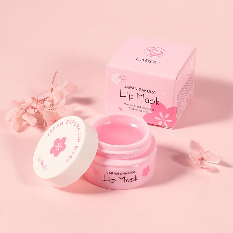 Natural Sakura Moisturizing Lip Mask Anti-drying Lip Lines Dead Skin Remover Lipsticks Long Lasting Nourishing Plump_voghion.com
