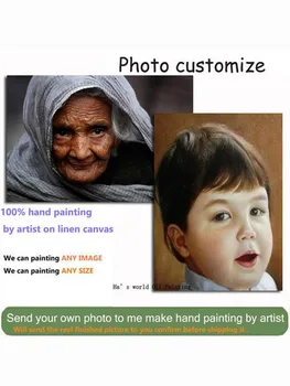 Dipinti a olio dipinti a mano su tela, pittura personalizzata, ritratto personalizzato a olio da foto, decorazioni murali per soggiorno.