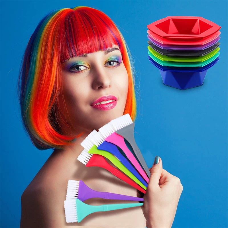 7pcs Hair Dye Brush Bowl Set Professional Hair Coloring Mixer Dye Bowls Hair Tint Dying Color Applicator Salon Barber Supplies