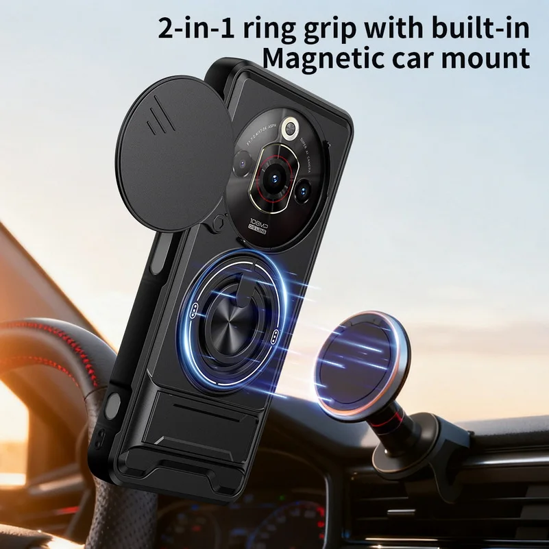 Dual-Function Ring Grip with Built-in Magnetic Car Holder Phone Case