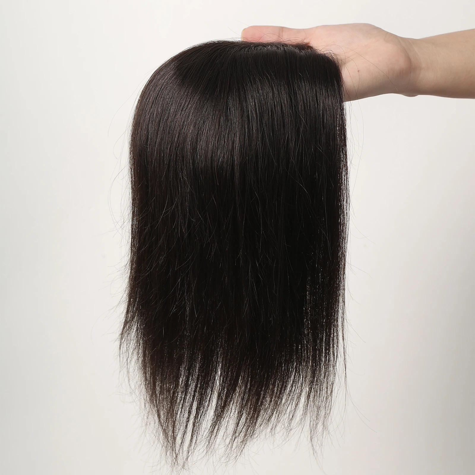 100% натуральные человеческие волосы Remy, топперы для женщин, натуральные короткие прямые черные коричневые человеческие волосы, тонкие волосы, шелковая основа, зажимы в верхней части