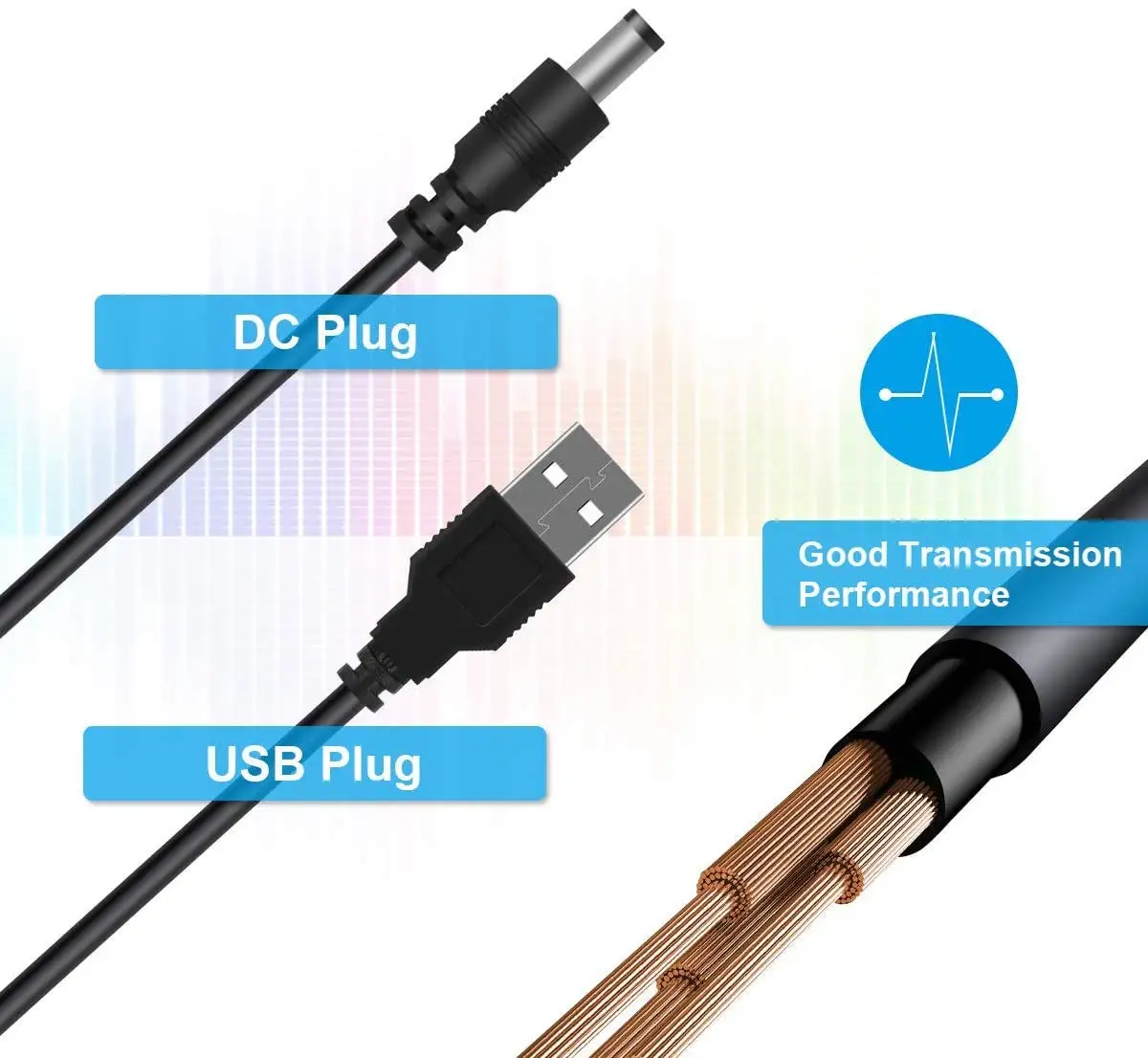 Universal USB to DC Power Cable with 9 Connectors Adapters For Massage Wand Router Moon Lamp LED Light Speaker and More