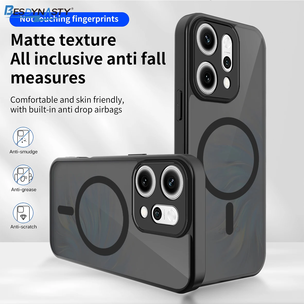 Magnetic Plating Shockproof Airbag Soft Matte Transparent Phone Case