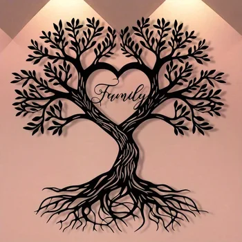 Tree of Life Wall Art, Metal Heart Family Love Decor for Living Room Bedroom, Modern Minimalist Housewarming Gift 1