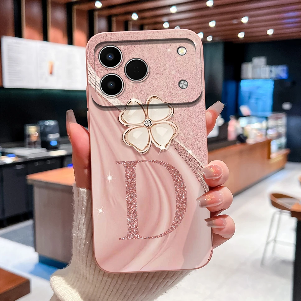 Luxurious A to Z Letters Smooth Camera Protective Soft Phone Case Cover