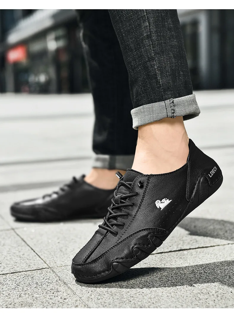 Men Leather Casual Shoes Luxury Low Top Sneakers Comfortable Mens Shoes Big Size Designer Loafers Moccasin Shoe Man 2023 New In