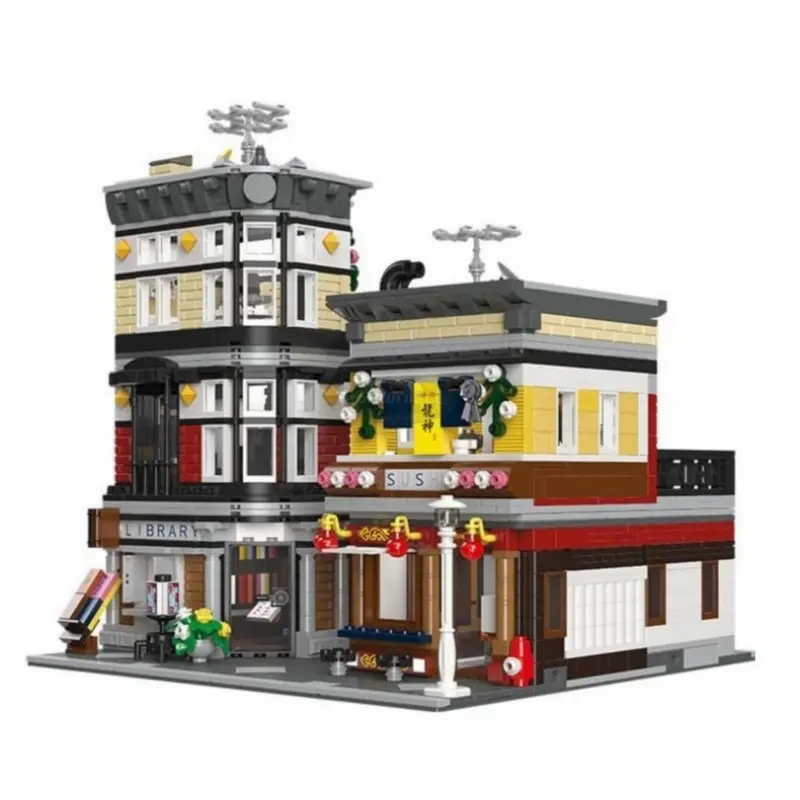 Sushi Corner Mensa E Biblioteca Japanese Street View Modular Moc 89127 Ristorante Modello Building Blocks Mattoni Set Giocattolo Creativo