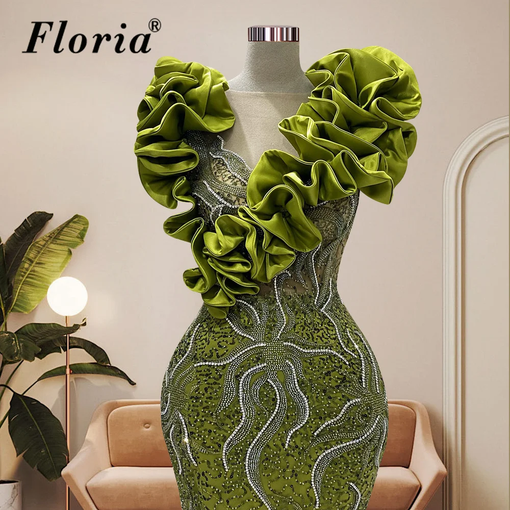 Vintage Green Mermaid Cocktail Dresses Sleeveless Beaded Prom Dresses For Women