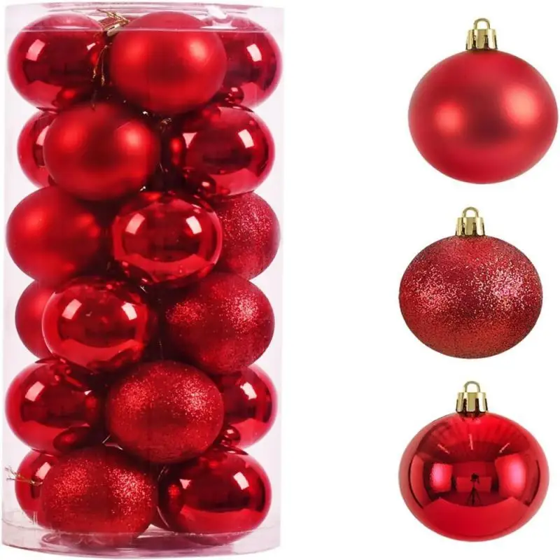 Hot Sale 24 Pcs/Set 12 Colors Glitter Christmas Baubles Ornament Ball Party Home Garden Decoration For Christmas Tree Decoration