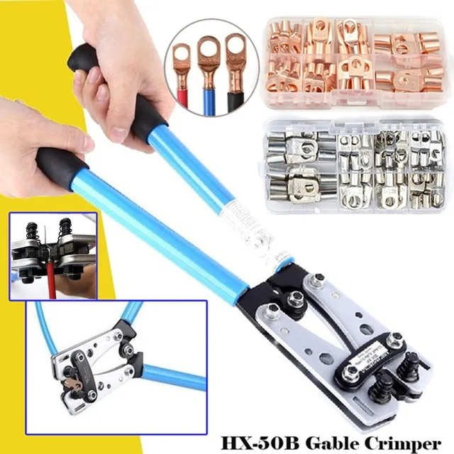 HX-50B 1/60/100Pcs Portable Cable Crimping Tool Professional Terminals Crimper Plier Handle Cutter Tools 1