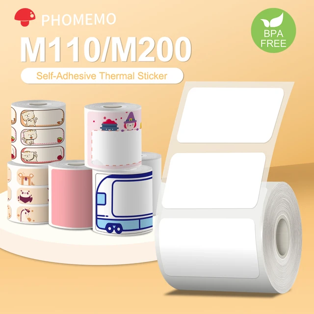 Phomemo – autocollant pour imprimante d'étiquettes Portable M110/M200,  étiquette autocollante transparente, ronde, carrée, code-barres, étiquette  professionnelle