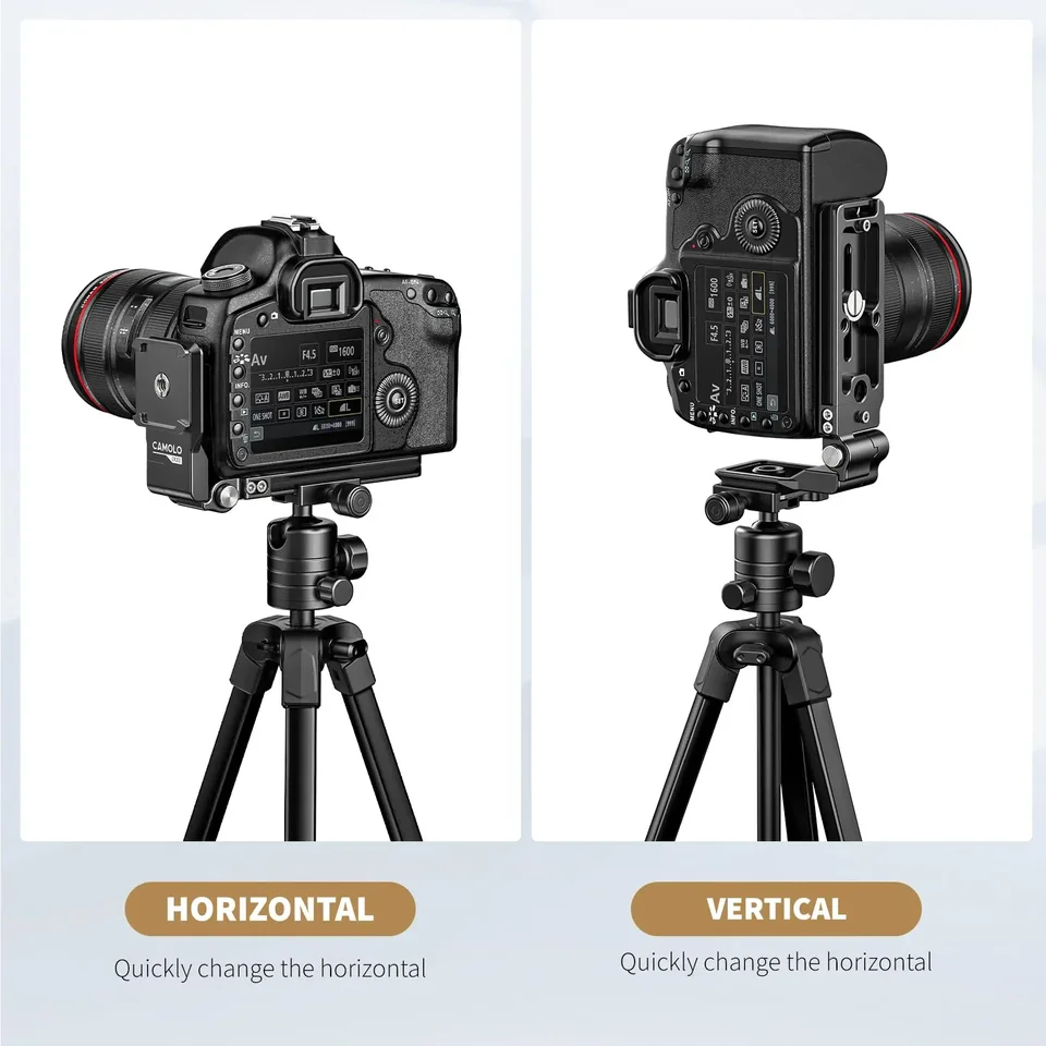 Staffa a L pieghevole per fotocamera DSLR Tipo Arca QR Piastra a sgancio rapido Supporto verticale per monopiede stabilizzatore Canon Nikon Sony Osmo