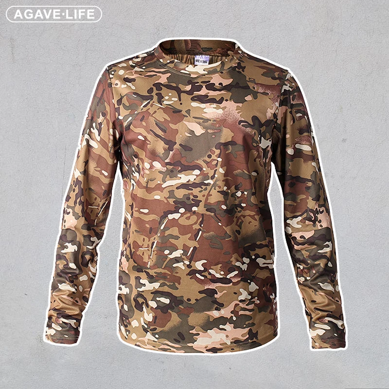 

Футболка мужская тактическая с длинным рукавом, быстросохнущая влагопоглощающая Спортивная, свободная форма, топ с круглым вырезом, лето