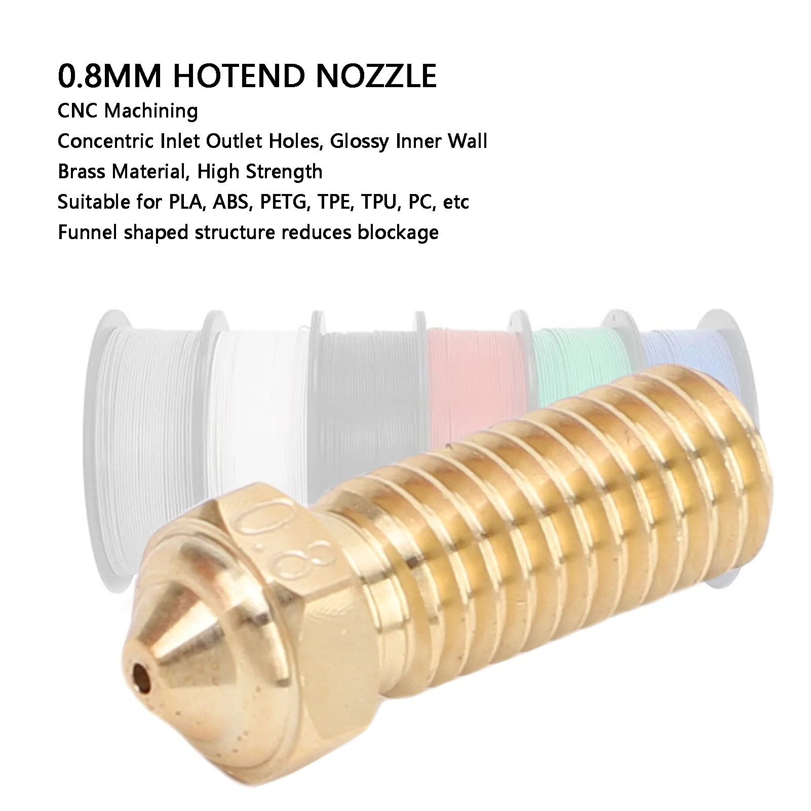 5PCS Hotend Nozzle Replacement for QIDI Tech X Plus 3 3D Printer Extruder 0.8mm Brass Nozzles Hotend Nozzle Replacement