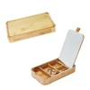 Cosmetic Solid Bamboo Storage Box with Removable Mirror Bedroom Bathroom Makeup Jewelry Lipstick Blush Dressing Table Organizer 1