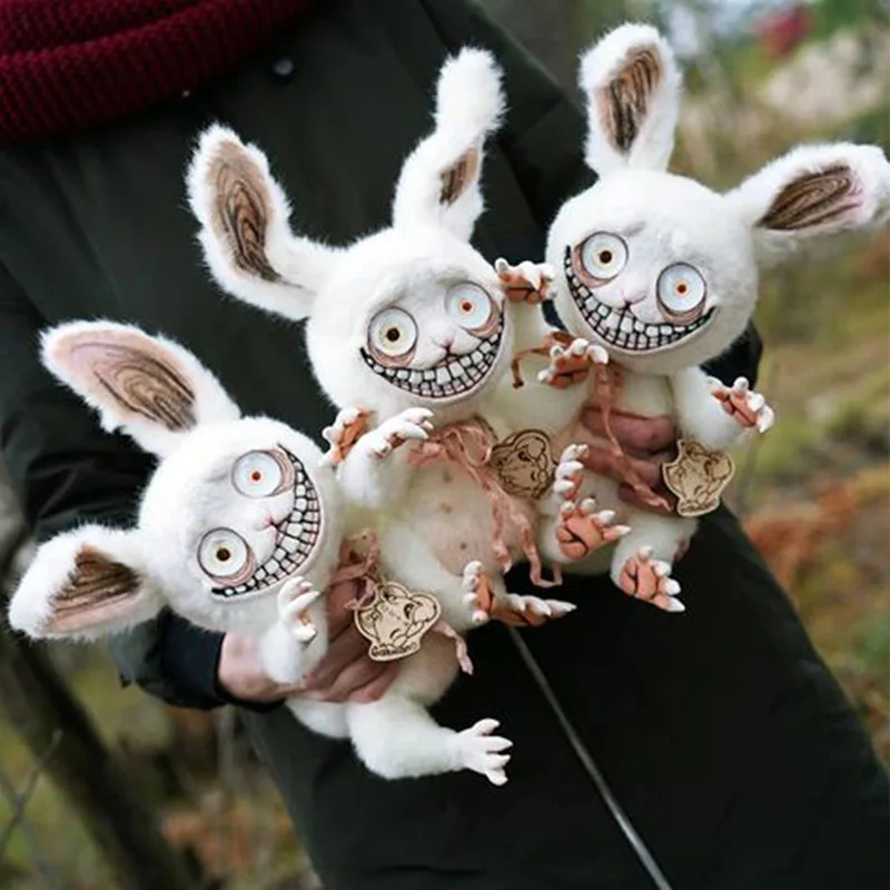 2022 Halloween Decoration Scary Bloody Tooth Bunny Plush Figurines Home Ornaments Toys Kids Gift Outdoor Garden Fence Home Decor