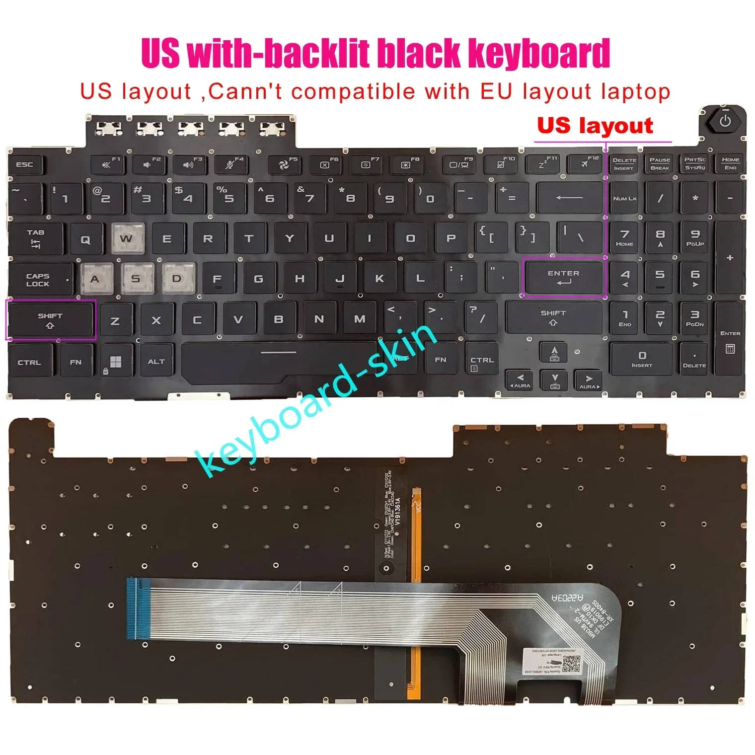 

New US Backlit Keyboard For ASUS TUF Gaming F15 A15 F17 A17 FX506 FX506H FX506L FA506 FA506QE FX706 FX706LI FX706H FA706 FA706I