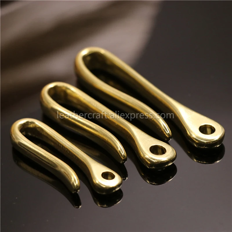 1 X Solid Brass Belt U Hook Fob Clip Keychain Retro Vintage Key Ring