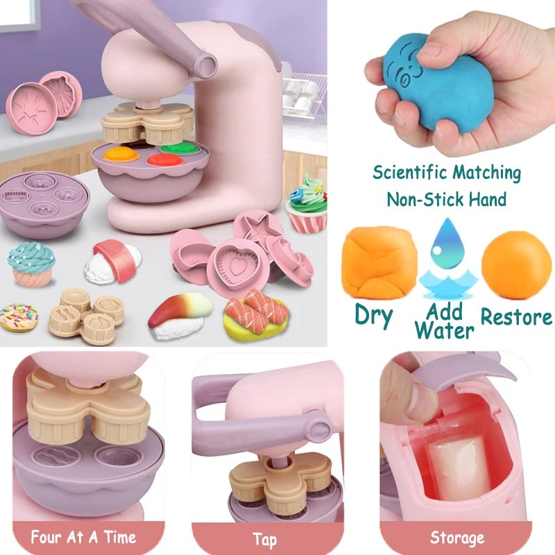 Children's Colored Clay Noodle Machine DIY Play Dough Tools Ice Cream Plasticine Mold  Kits Slime Toys For Kids Birthday Gift 5