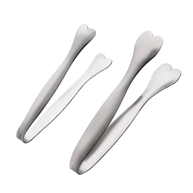 Stainless Steel Heart-Shaped Food Tongs Small Sugar Ice Cube Clip Steak Grill Clamps Kitchen Tweezer Cooking Accessories food tongs