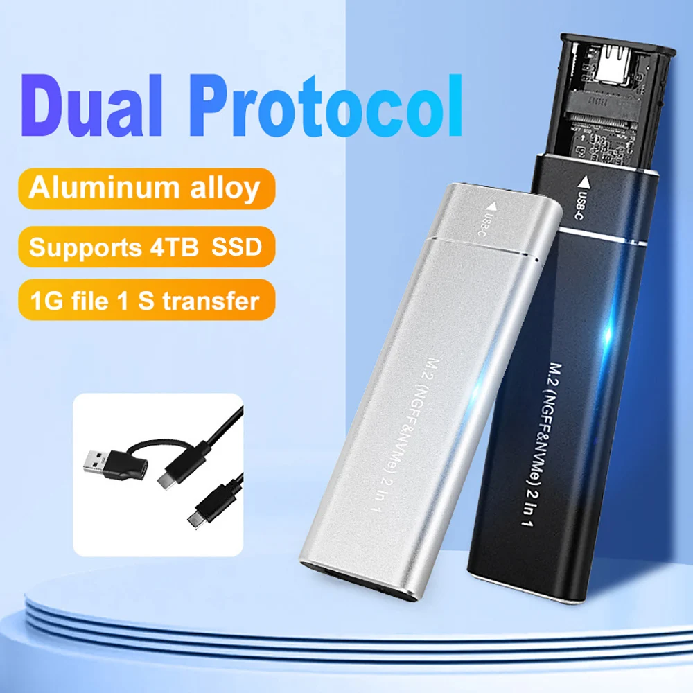 Gabinete Ssd de Protocolo Duplo M.2 Nvme Sata tipo c Gabinete Externo 10gbps Usb 3.1 Suporta Teclas m e b Case de