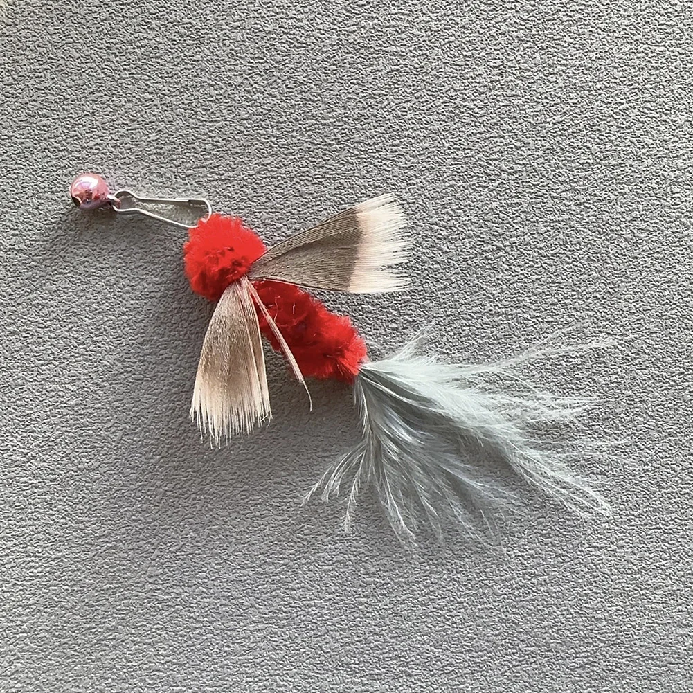 Insect Shaped Feather Cat Teasing Prop Head Replacement Pendant Replacement Detachable Pet Play Prop Accessories