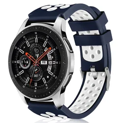 Universal 22mm Silicone Watch Strap - Versatile and Durable Wristband Replacement for 22mm Breathable Band (Navy blue-white)