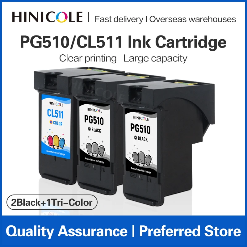 

HINICOLE PG510 PG 510 CL511 CL 511 Refilled Ink Cartridge PG-510 Use For Canon Pixma MX320 MX330 MX340 MX350 Inkjet Printers