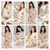 2PCS/Set Spring Autumn New Comfortable Simple Cute Fashion Elastic Cartoon Korean Long Sleeve Large Size Home Women's Pajamas 6