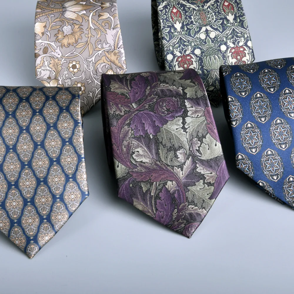 Vintage Silk Ties Men Fashion 8cm Flower Floral Necktie For Men Wedding Business Meeting Gravata Soft Printing Tie Wed Gifts woven necktie
