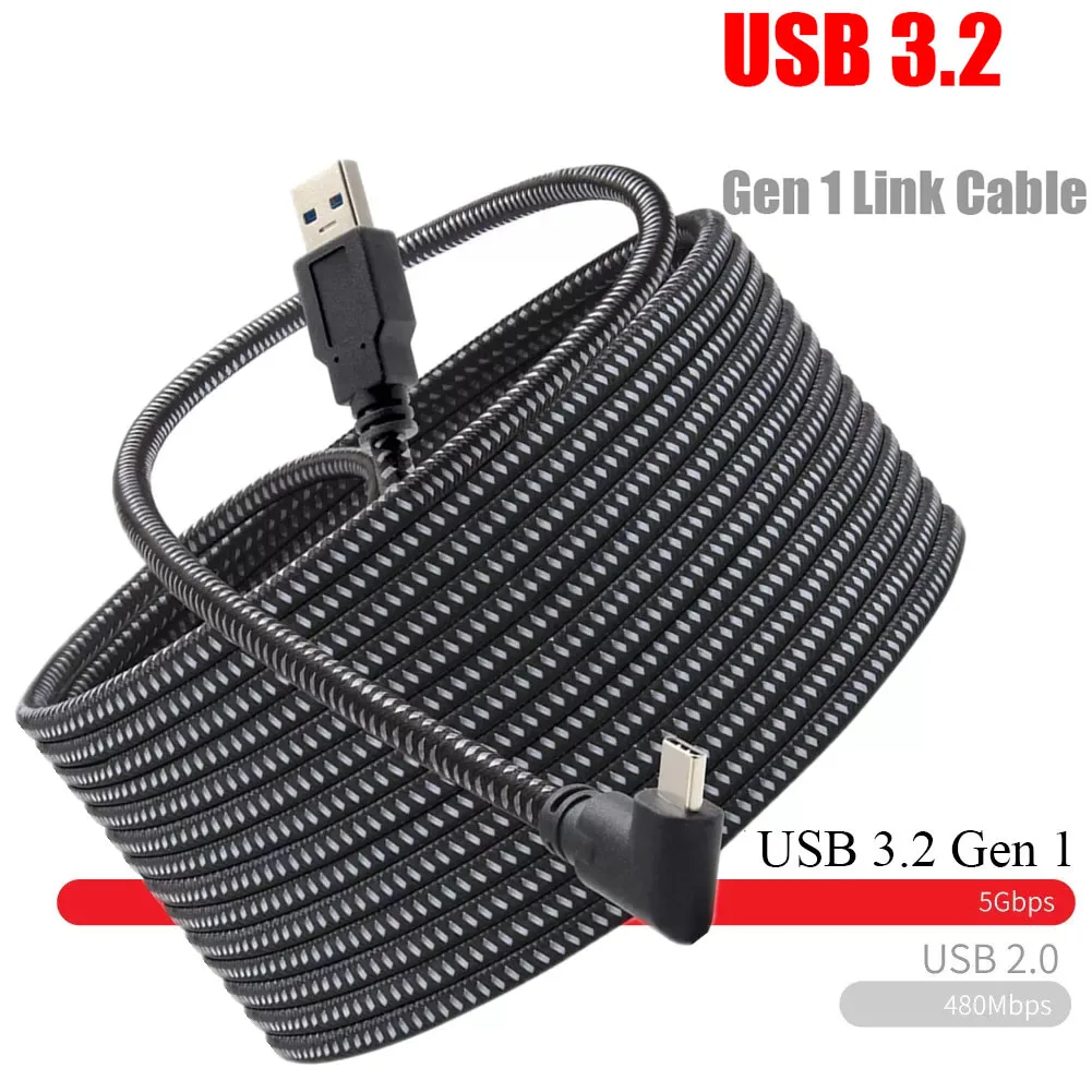 

16 футов 5 м Oculus гарнитура VR кабель ПК VR для Quest 2 и Quest Link Виртуальная реальность Type-C USB3.2 Gen1 передача данных 5 Гб