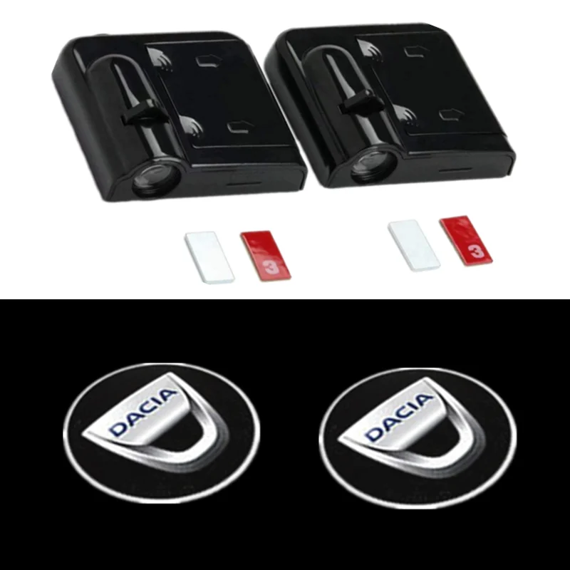 Wireless Car Door Led Proiettore Luce Cortesia Shadow Ghost Laser Logo Lampada Per Dacia Duster Logan Sandero 2 Mcv Sandero