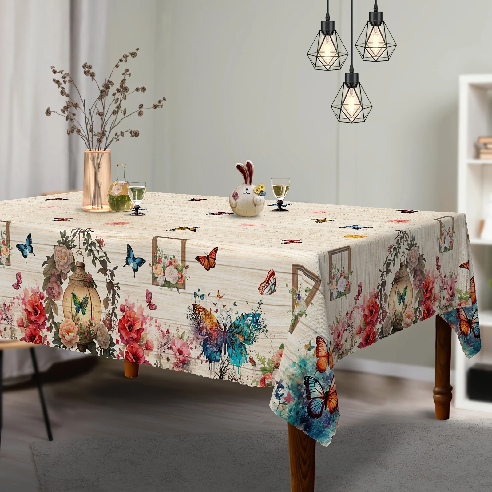 

Прямоугольная скатерть для столовой, кухни, с рисунком бабочек