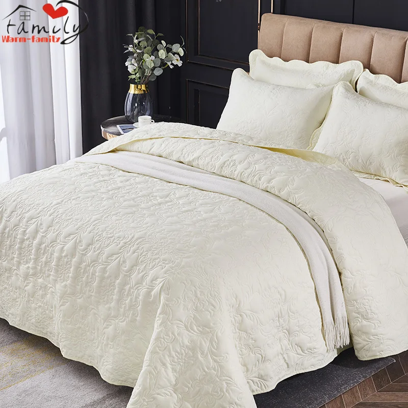 

Solid Color Bed Cover High Quality Sewing Blanket Luxury Nordic Decorative Bedspread Single Double King Size Coverlet 220x240cm