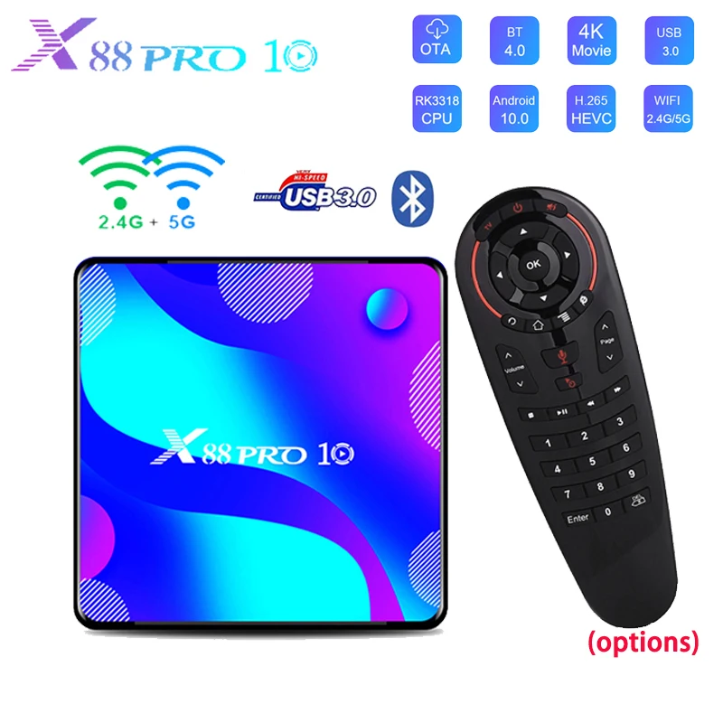 

ТВ-приставка X88 Pro 10 на Android 10,0, 4 + 32/64 ГБ