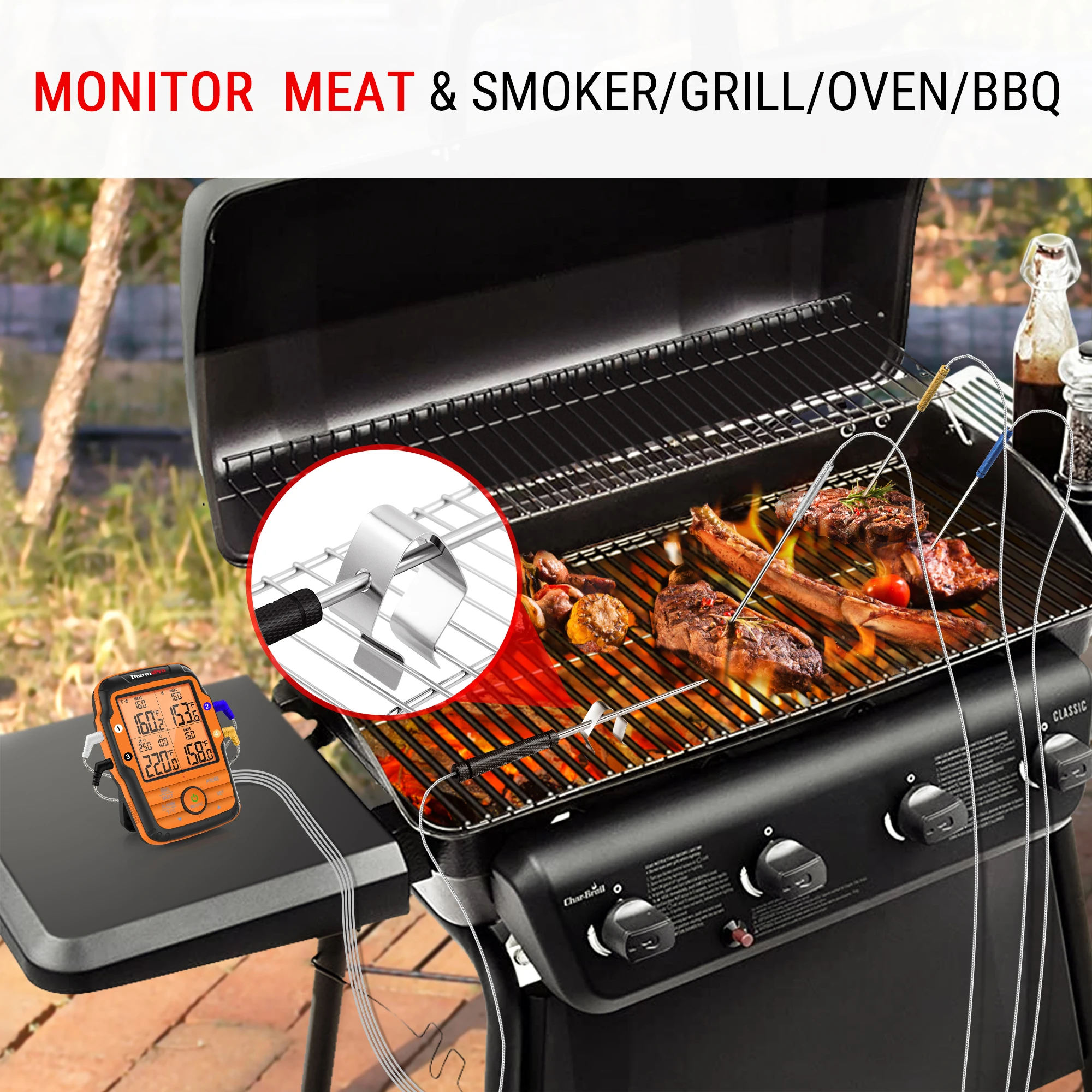 ThermoPro-Therye.com numérique sans fil pour viande, four de cuisine,  barbecue, sonde pour touristes, cuisson au grill, TP920, 150m