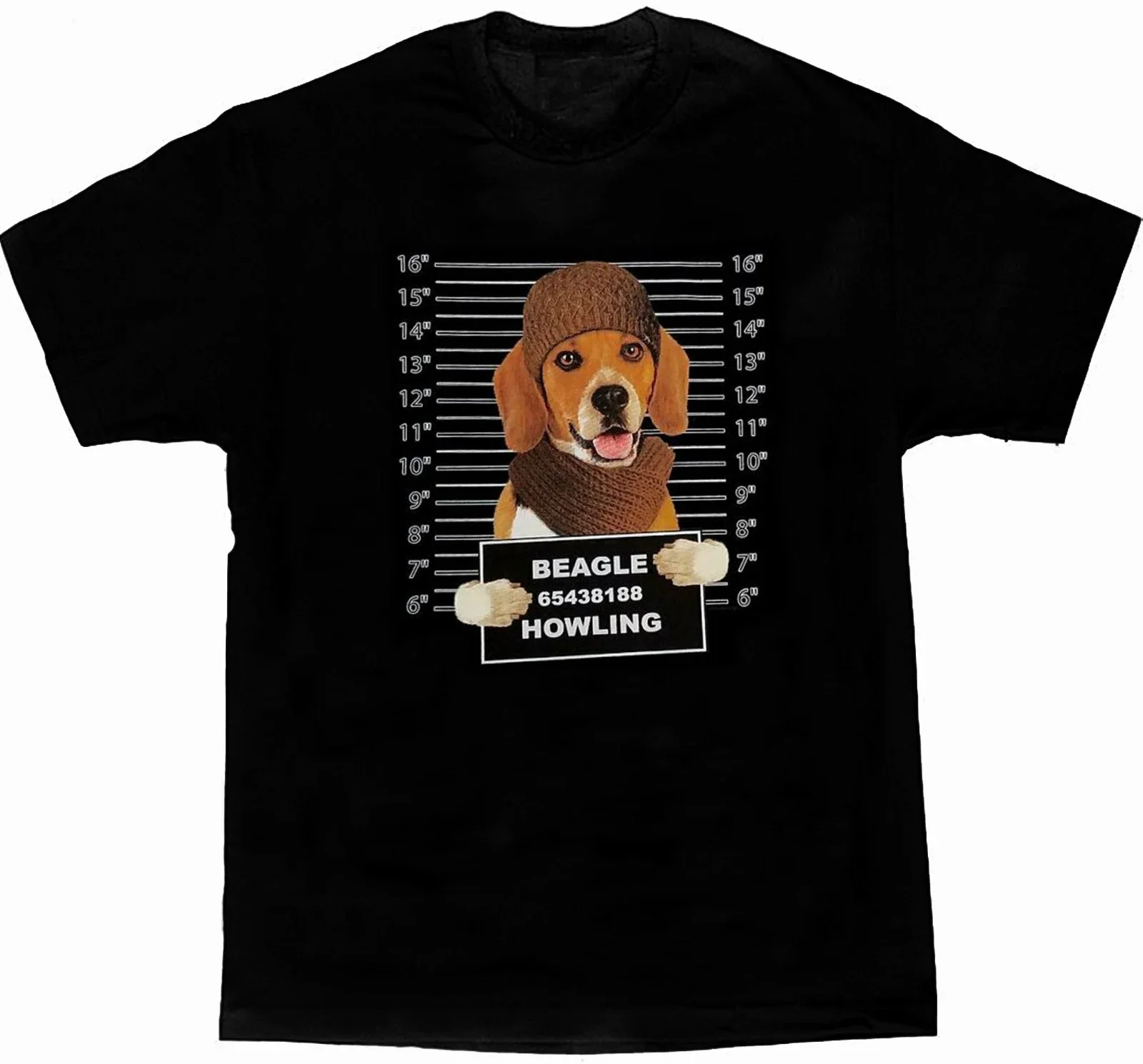 

Funny Beagle Criminal Mug Shot Printed Dog Art Lovers Gift T-Shirt 100% Cotton O-Neck Summer Short Sleeve Casual Mens T-shirt