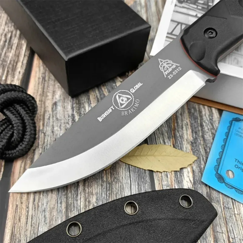 TOPS Brakimo Fixed Blade Knife D2 Blade Nylon Fiber Handle Tactical Knife Outdoor Camping Survival Hunting Tool EDC Pocket Knife 4