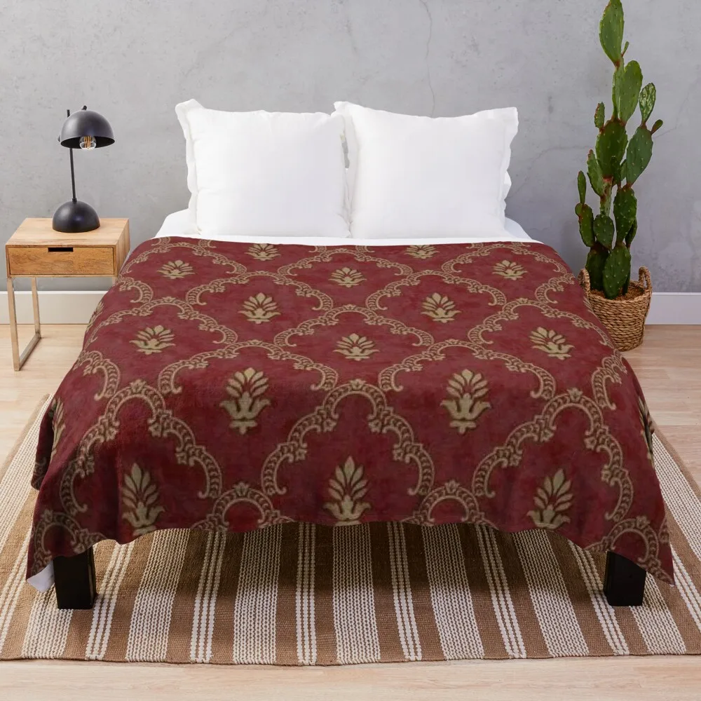 

RED AND GOLD Throw Blanket Luxury Blanket Giant Sofa Blanket Flannel Fabric