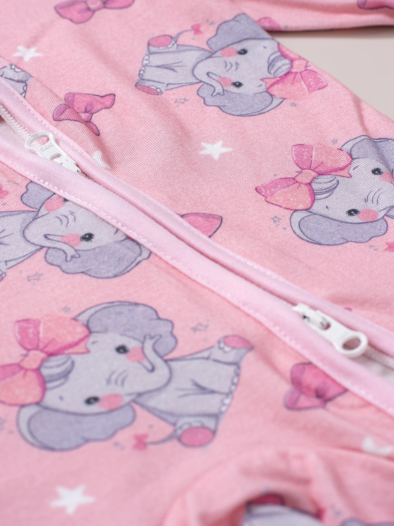Bamboo Fabric Cute Elephant Print Jumpsuit, Comfy Zip Up Long Sleeve Romper, Toddler & Infant Girl's Bodysuit 4