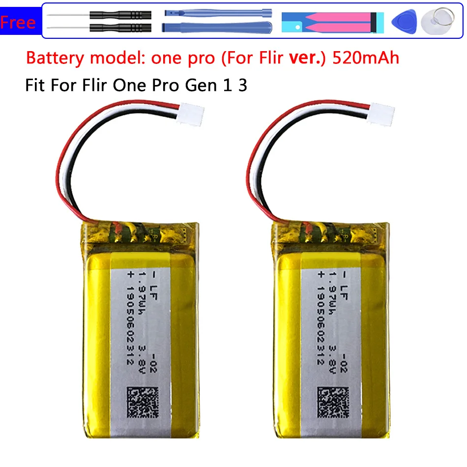 Batteria Di Ricambio One Pro Onepro 520Mah Per Flir One Pro Onepro Gen 1 3 Termocamera Bateira + Tools