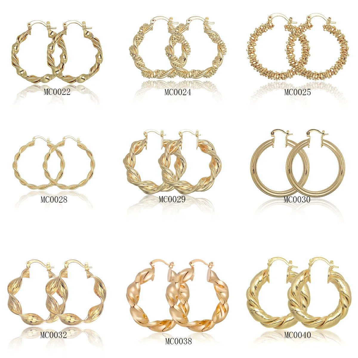 9 Pairs 18K Gold Plated Copper Hoop Round Circle Earrings Simple Circular Women Fashion Jewelry Accessories Wedding Party Gift