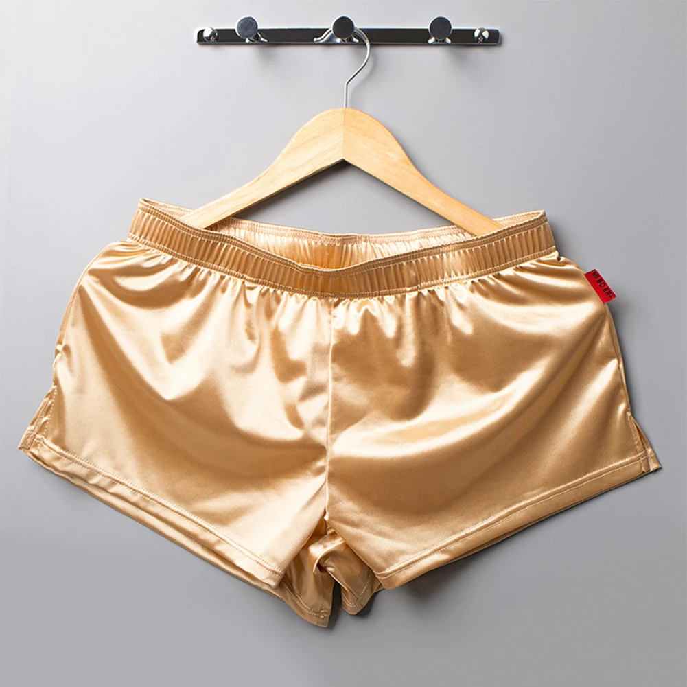 Mens Imitatie Zijde Satijn Boxers Shorts Homewear Mannelijke Zachte Smooth Glossy Pyjama Bottoms