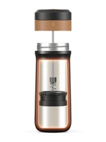 Cafetière à pression française de voyage en acier inoxydable, isolée sous vide, portable, pour café et thé, tasse de voyage pour le camping en plein air 2