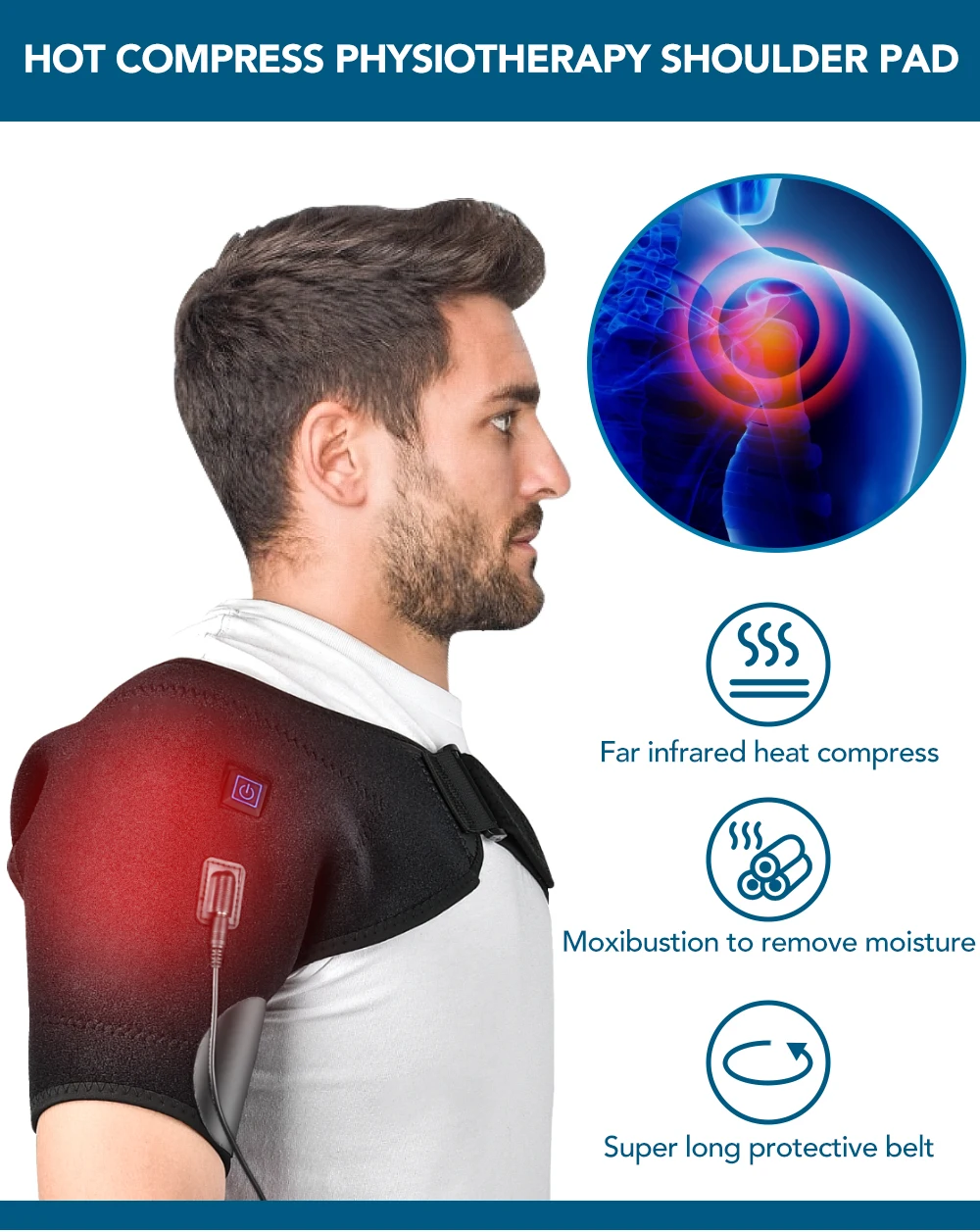 

Heat Therapy Shoulder Brace Adjustable Shoulder Heating Pad for Frozen Shoulder Bursitis Tendinitis Strain Hot Cold Support Wrap